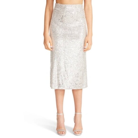 BB Dakota By Steve Madden Champagne Sequin Midi Skirt NWT Small Elastic Waist - Picture 1 of 5